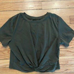 Green Crop Workout Top